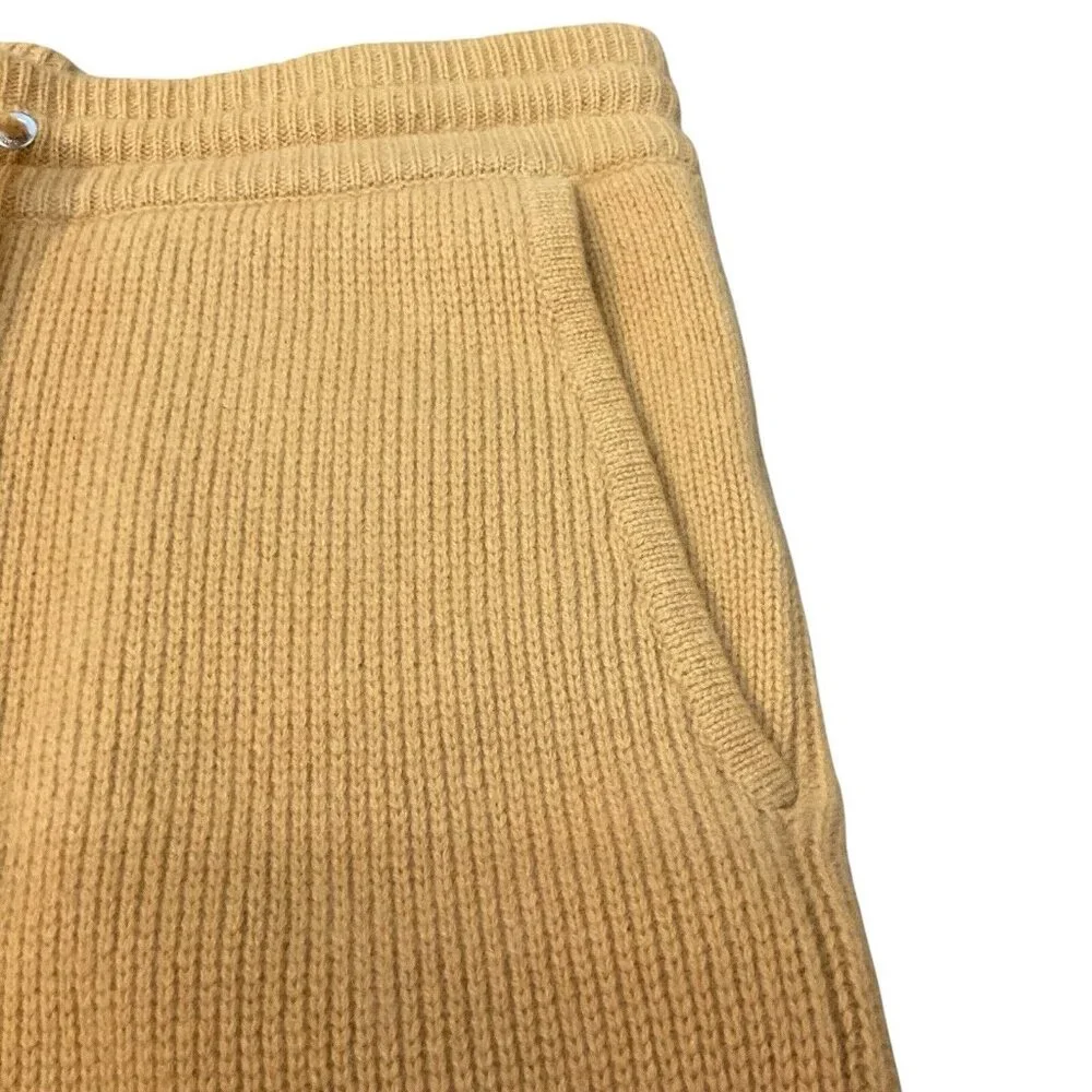 Frame Wide-Leg Ribbed Cashmere Drawstring Shorts Yellow mustard summer knitted
